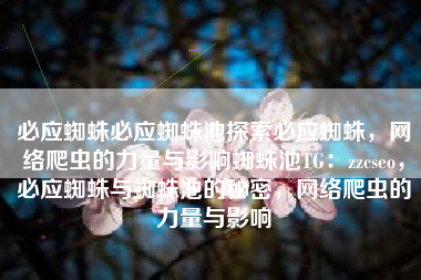 必应蜘蛛必应蜘蛛池探索必应蜘蛛，网络爬虫的力量与影响蜘蛛池TG：zzcseo，必应蜘蛛与蜘蛛池的秘密，网络爬虫的力量与影响