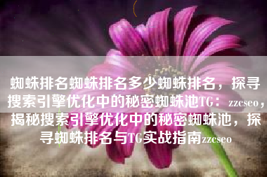 蜘蛛排名蜘蛛排名多少蜘蛛排名，探寻搜索引擎优化中的秘密蜘蛛池TG：zzcseo，揭秘搜索引擎优化中的秘密蜘蛛池，探寻蜘蛛排名与TG实战指南zzcseo