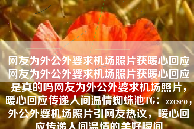 网友为外公外婆求机场照片获暖心回应网友为外公外婆求机场照片获暖心回应是真的吗网友为外公外婆求机场照片，暖心回应传递人间温情蜘蛛池TG：zzcseo，外公外婆机场照片引网友热议，暖心回应传递人间温情的美好瞬间