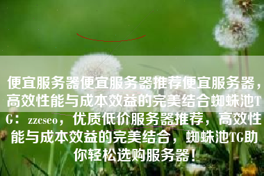 便宜服务器便宜服务器推荐便宜服务器，高效性能与成本效益的完美结合蜘蛛池TG：zzcseo，优质低价服务器推荐，高效性能与成本效益的完美结合，蜘蛛池TG助你轻松选购服务器！