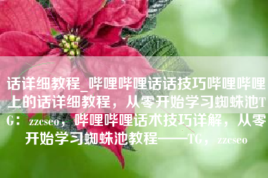 话详细教程_哔哩哔哩话话技巧哔哩哔哩上的话详细教程，从零开始学习蜘蛛池TG：zzcseo，哔哩哔哩话术技巧详解，从零开始学习蜘蛛池教程——TG，zzcseo