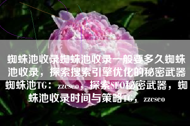 蜘蛛池收录蜘蛛池收录一般要多久蜘蛛池收录，探索搜索引擎优化的秘密武器蜘蛛池TG：zzcseo，探索SEO秘密武器，蜘蛛池收录时间与策略TG，zzcseo