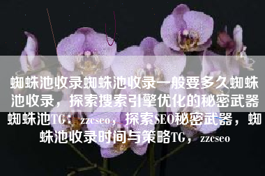 蜘蛛池收录蜘蛛池收录一般要多久蜘蛛池收录，探索搜索引擎优化的秘密武器蜘蛛池TG：zzcseo，探索SEO秘密武器，蜘蛛池收录时间与策略TG，zzcseo