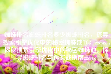 蜘蛛排名蜘蛛排名多少蜘蛛排名，探寻搜索引擎优化中的秘密蜘蛛池TG：zzcseo，揭秘搜索引擎优化中的秘密蜘蛛池，探寻蜘蛛排名与TG实战指南zzcseo
