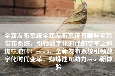 全新发布系统全新发布系统有哪些全新发布系统，引领数字化时代的变革之道蜘蛛池TG：zzcseo，全新发布系统引领数字化时代变革，蜘蛛池TG助力zzcseo新体验