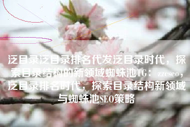 泛目录泛目录排名代发泛目录时代，探索目录结构的新领域蜘蛛池TG：zzcseo，泛目录排名时代，探索目录结构新领域与蜘蛛池SEO策略