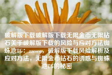 破解版下载破解版下载无限金币无限钻石关于破解版下载的风险与应对方法蜘蛛池TG：zzcseo，破解版下载风险解析及应对方法，无限金币钻石的诱惑与蜘蛛池TG的秘密