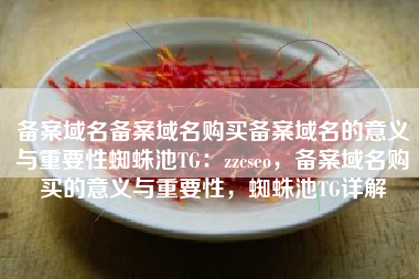 备案域名备案域名购买备案域名的意义与重要性蜘蛛池TG：zzcseo，备案域名购买的意义与重要性，蜘蛛池TG详解