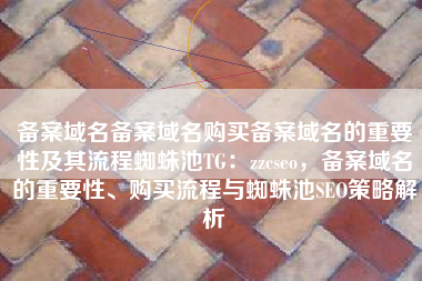 备案域名备案域名购买备案域名的重要性及其流程蜘蛛池TG：zzcseo，备案域名的重要性、购买流程与蜘蛛池SEO策略解析