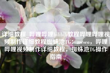 详细教程_哔哩哔哩bilibili教程哔哩哔哩视频制作详细教程蜘蛛池TG：zzcseo，哔哩哔哩视频制作详细教程，蜘蛛池TG操作指南