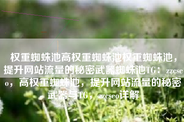 权重蜘蛛池高权重蜘蛛池权重蜘蛛池,提升网站流量的秘密武器蜘蛛池TG:zzcseo,高权重蜘蛛池,提升网站流量的秘密武器与TG,zzcseo详解 权重蜘蛛池高权重蜘蛛池权重蜘蛛池,提升网站流量的秘密武器蜘蛛池TG:zzcseo,高权重蜘蛛池,提升网站流量的秘密武器与TG,zzcseo详解