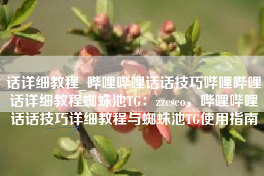 话详细教程_哔哩哔哩话话技巧哔哩哔哩话详细教程蜘蛛池TG：zzcseo，哔哩哔哩话话技巧详细教程与蜘蛛池TG使用指南