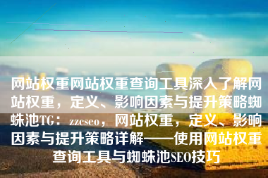 网站权重网站权重查询工具深入了解网站权重，定义、影响因素与提升策略蜘蛛池TG：zzcseo，网站权重，定义、影响因素与提升策略详解——使用网站权重查询工具与蜘蛛池SEO技巧