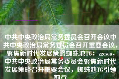 中共中央政治局常务委员会召开会议中共中央政治局常务委员会召开重要会议，聚焦新时代发展策略蜘蛛池TG：zzcseo，中共中央政治局常务委员会聚焦新时代发展策略召开重要会议，蜘蛛池TG引领前行