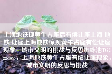 上海地铁现黄牛占座后有偿让座上海 地铁 让座上海地铁惊现黄牛占座有偿让座现象—城市文明的挑战与反思蜘蛛池TG：zzcseo，上海地铁黄牛占座有偿让座现象，城市文明的反思与挑战
