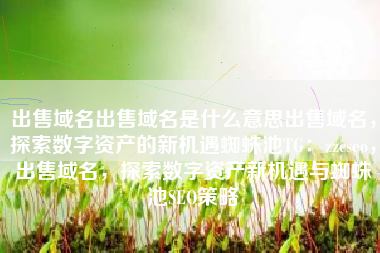 出售域名出售域名是什么意思出售域名，探索数字资产的新机遇蜘蛛池TG：zzcseo，出售域名，探索数字资产新机遇与蜘蛛池SEO策略