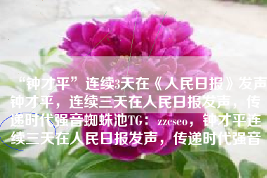 “钟才平”连续3天在《人民日报》发声钟才平，连续三天在人民日报发声，传递时代强音蜘蛛池TG：zzcseo，钟才平连续三天在人民日报发声，传递时代强音