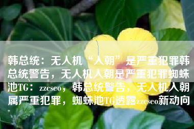 韩总统：无人机“入朝”是严重犯罪韩总统警告，无人机入朝是严重犯罪蜘蛛池TG：zzcseo，韩总统警告，无人机入朝属严重犯罪，蜘蛛池TG透露zzcseo新动向