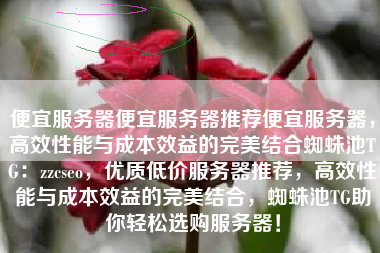 便宜服务器便宜服务器推荐便宜服务器，高效性能与成本效益的完美结合蜘蛛池TG：zzcseo，优质低价服务器推荐，高效性能与成本效益的完美结合，蜘蛛池TG助你轻松选购服务器！