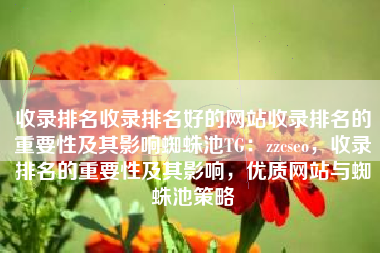 收录排名收录排名好的网站收录排名的重要性及其影响蜘蛛池TG：zzcseo，收录排名的重要性及其影响，优质网站与蜘蛛池策略
