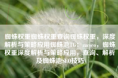 蜘蛛权重蜘蛛权重查询蜘蛛权重,深度解析与策略应用蜘蛛池TG:zzcseo,蜘蛛权重深度解析与策略应用,查询、解析及蜘蛛池SEO技巧 蜘蛛权重蜘蛛权重查询蜘蛛权重,深度解析与策略应用蜘蛛池TG:zzcseo,蜘蛛权重深度解析与策略应用,查询、解析及蜘蛛池SEO技巧