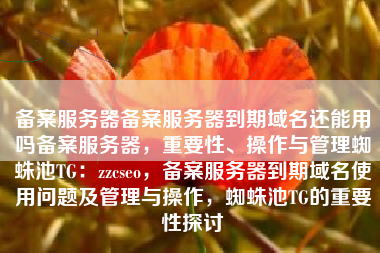 备案服务器备案服务器到期域名还能用吗备案服务器,重要性、操作与管理蜘蛛池TG:zzcseo,备案服务器到期域名使用问题及管理与操作,蜘蛛池TG的重要性探讨 备案服务器备案服务器到期域名还能用吗备案服务器,重要性、操作与管理蜘蛛池TG:zzcseo,备案服务器到期域名使用问题及管理与操作,蜘蛛池TG的重要性探讨