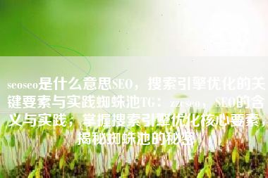 seoseo是什么意思SEO，搜索引擎优化的关键要素与实践蜘蛛池TG：zzcseo，SEO的含义与实践，掌握搜索引擎优化核心要素，揭秘蜘蛛池的秘密
