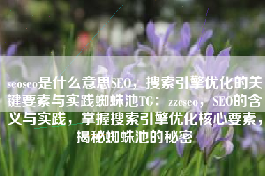 seoseo是什么意思SEO，搜索引擎优化的关键要素与实践蜘蛛池TG：zzcseo，SEO的含义与实践，掌握搜索引擎优化核心要素，揭秘蜘蛛池的秘密