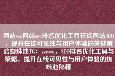 网站seo网站seo排名优化工具在线网站SEO，提升在线可见性与用户体验的关键策略蜘蛛池TG：zzcseo，SEO排名优化工具与策略，提升在线可见性与用户体验的蜘蛛池秘籍
