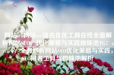 网站seo网站seo排名优化工具在线全面解析网站SEO，优化策略与实践蜘蛛池TG：zzcseo，全面解析网站SEO优化策略与实践，SEO排名工具与蜘蛛池解析