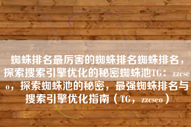 蜘蛛排名最厉害的蜘蛛排名蜘蛛排名，探索搜索引擎优化的秘密蜘蛛池TG：zzcseo，探索蜘蛛池的秘密，最强蜘蛛排名与搜索引擎优化指南（TG，zzcseo）