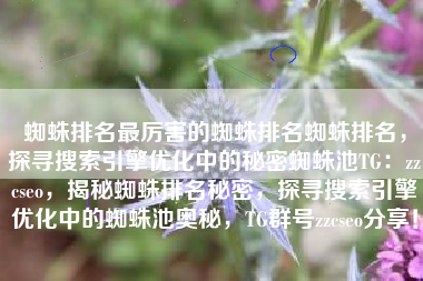 蜘蛛排名最厉害的蜘蛛排名蜘蛛排名，探寻搜索引擎优化中的秘密蜘蛛池TG：zzcseo，揭秘蜘蛛排名秘密，探寻搜索引擎优化中的蜘蛛池奥秘，TG群号zzcseo分享！