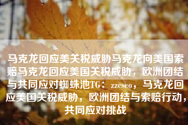 马克龙回应美关税威胁马克龙向美国索赔马克龙回应美国关税威胁，欧洲团结与共同应对蜘蛛池TG：zzcseo，马克龙回应美国关税威胁，欧洲团结与索赔行动，共同应对挑战