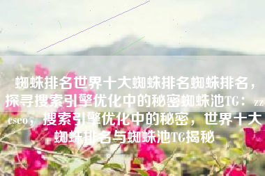 蜘蛛排名世界十大蜘蛛排名蜘蛛排名，探寻搜索引擎优化中的秘密蜘蛛池TG：zzcseo，搜索引擎优化中的秘密，世界十大蜘蛛排名与蜘蛛池TG揭秘