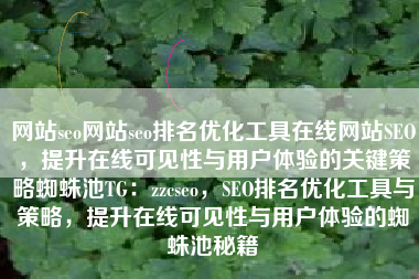 网站seo网站seo排名优化工具在线网站SEO，提升在线可见性与用户体验的关键策略蜘蛛池TG：zzcseo，SEO排名优化工具与策略，提升在线可见性与用户体验的蜘蛛池秘籍