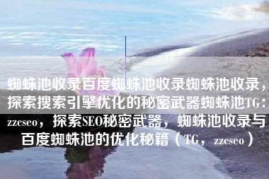 蜘蛛池收录百度蜘蛛池收录蜘蛛池收录，探索搜索引擎优化的秘密武器蜘蛛池TG：zzcseo，探索SEO秘密武器，蜘蛛池收录与百度蜘蛛池的优化秘籍（TG，zzcseo）