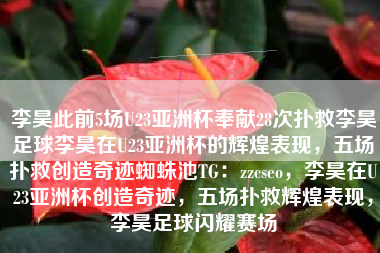 李昊此前5场U23亚洲杯奉献28次扑救李昊足球李昊在U23亚洲杯的辉煌表现，五场扑救创造奇迹蜘蛛池TG：zzcseo，李昊在U23亚洲杯创造奇迹，五场扑救辉煌表现，李昊足球闪耀赛场