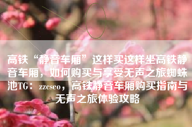 高铁“静音车厢”这样买这样坐高铁静音车厢，如何购买与享受无声之旅蜘蛛池TG：zzcseo，高铁静音车厢购买指南与无声之旅体验攻略