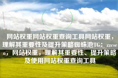 网站权重网站权重查询工具网站权重，理解其重要性及提升策略蜘蛛池TG：zzcseo，网站权重，理解其重要性、提升策略及使用网站权重查询工具