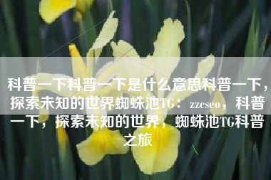 科普一下科普一下是什么意思科普一下，探索未知的世界蜘蛛池TG：zzcseo，科普一下，探索未知的世界，蜘蛛池TG科普之旅