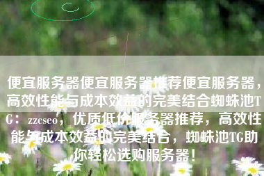 便宜服务器便宜服务器推荐便宜服务器，高效性能与成本效益的完美结合蜘蛛池TG：zzcseo，优质低价服务器推荐，高效性能与成本效益的完美结合，蜘蛛池TG助你轻松选购服务器！