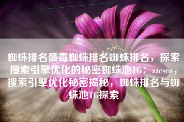 蜘蛛排名最毒蜘蛛排名蜘蛛排名，探索搜索引擎优化的秘密蜘蛛池TG：zzcseo，搜索引擎优化秘密揭秘，蜘蛛排名与蜘蛛池TG探索