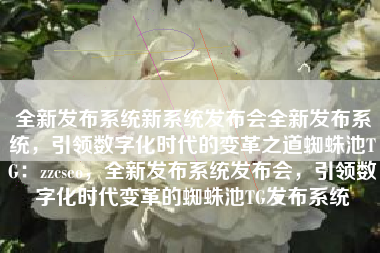 全新发布系统新系统发布会全新发布系统，引领数字化时代的变革之道蜘蛛池TG：zzcseo，全新发布系统发布会，引领数字化时代变革的蜘蛛池TG发布系统
