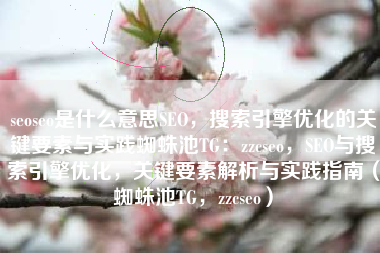 seoseo是什么意思SEO，搜索引擎优化的关键要素与实践蜘蛛池TG：zzcseo，SEO与搜索引擎优化，关键要素解析与实践指南（蜘蛛池TG，zzcseo）