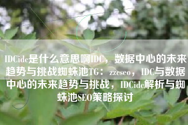IDCidc是什么意思啊IDC，数据中心的未来趋势与挑战蜘蛛池TG：zzcseo，IDC与数据中心的未来趋势与挑战，IDCidc解析与蜘蛛池SEO策略探讨