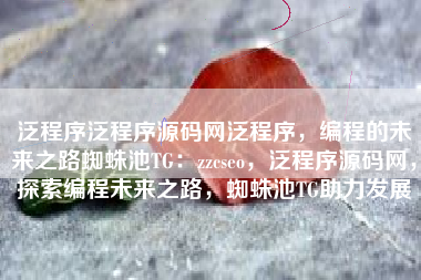 泛程序泛程序源码网泛程序，编程的未来之路蜘蛛池TG：zzcseo，泛程序源码网，探索编程未来之路，蜘蛛池TG助力发展