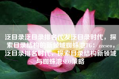 泛目录泛目录排名代发泛目录时代，探索目录结构的新领域蜘蛛池TG：zzcseo，泛目录排名时代，探索目录结构新领域与蜘蛛池SEO策略