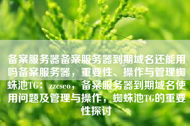 备案服务器备案服务器到期域名还能用吗备案服务器，重要性、操作与管理蜘蛛池TG：zzcseo，备案服务器到期域名使用问题及管理与操作，蜘蛛池TG的重要性探讨