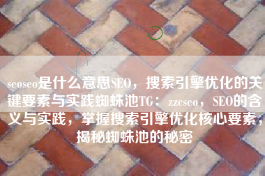 seoseo是什么意思SEO，搜索引擎优化的关键要素与实践蜘蛛池TG：zzcseo，SEO的含义与实践，掌握搜索引擎优化核心要素，揭秘蜘蛛池的秘密