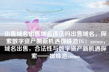 出售域名出售域名违法吗出售域名，探索数字资产的新机遇蜘蛛池TG：zzcseo，域名出售，合法性与数字资产新机遇探索——蜘蛛池zzcseo